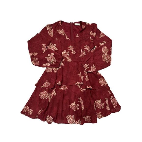 Altar’d State Red Floral Ruffle Dress - Picture 1 of 6